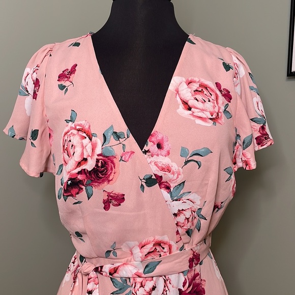 Blue Rain Pink Floral Women’s Dress Size Large - Picture 2 of 11